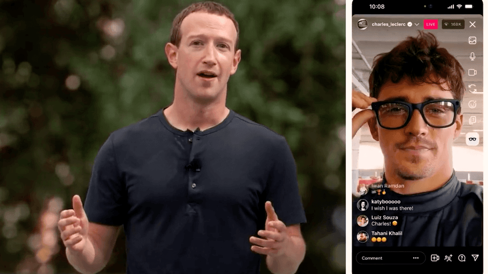 Mark Zuckerberg et Charles Leclerc lors de la conférence Meta Connect