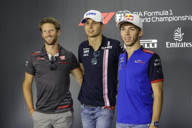 Romaon Grosjean, Esteban Ocon et Pierre Galsy