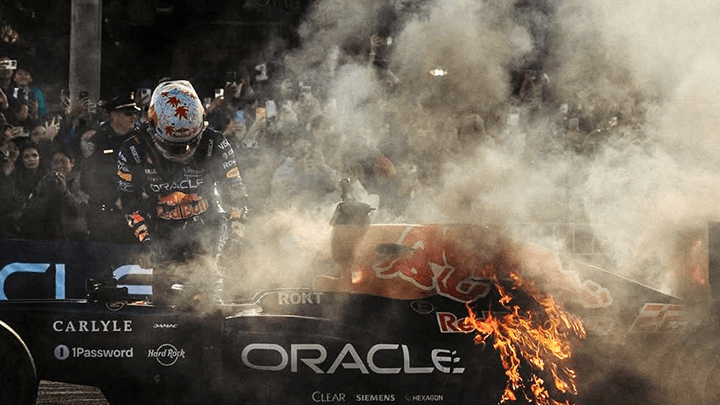 Yuki Tsunoda in San Francisco after his Red Bull caught fire - @Leonczik