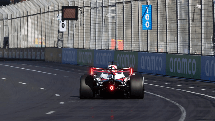 Une voiture de Formule 1 en action sur le circuit d'Albert Park à Melbourne lors du Grand Prix d'Australie 2026