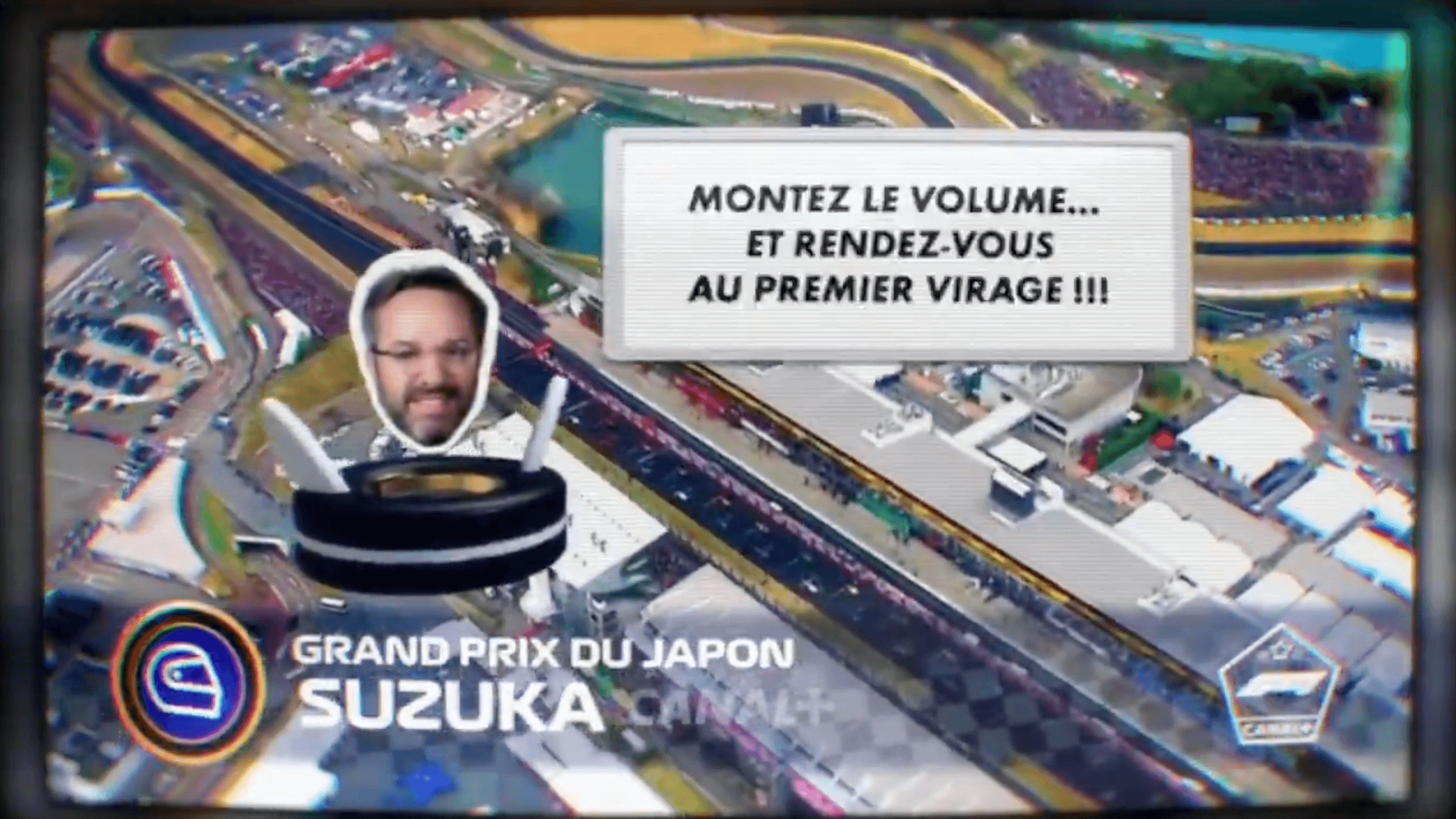 Capture d'écran de la vidéo bande annonce pour le Grand Prix de Suzuka 2026 réalisé par Canal Plus sur le thème de Mario Kart