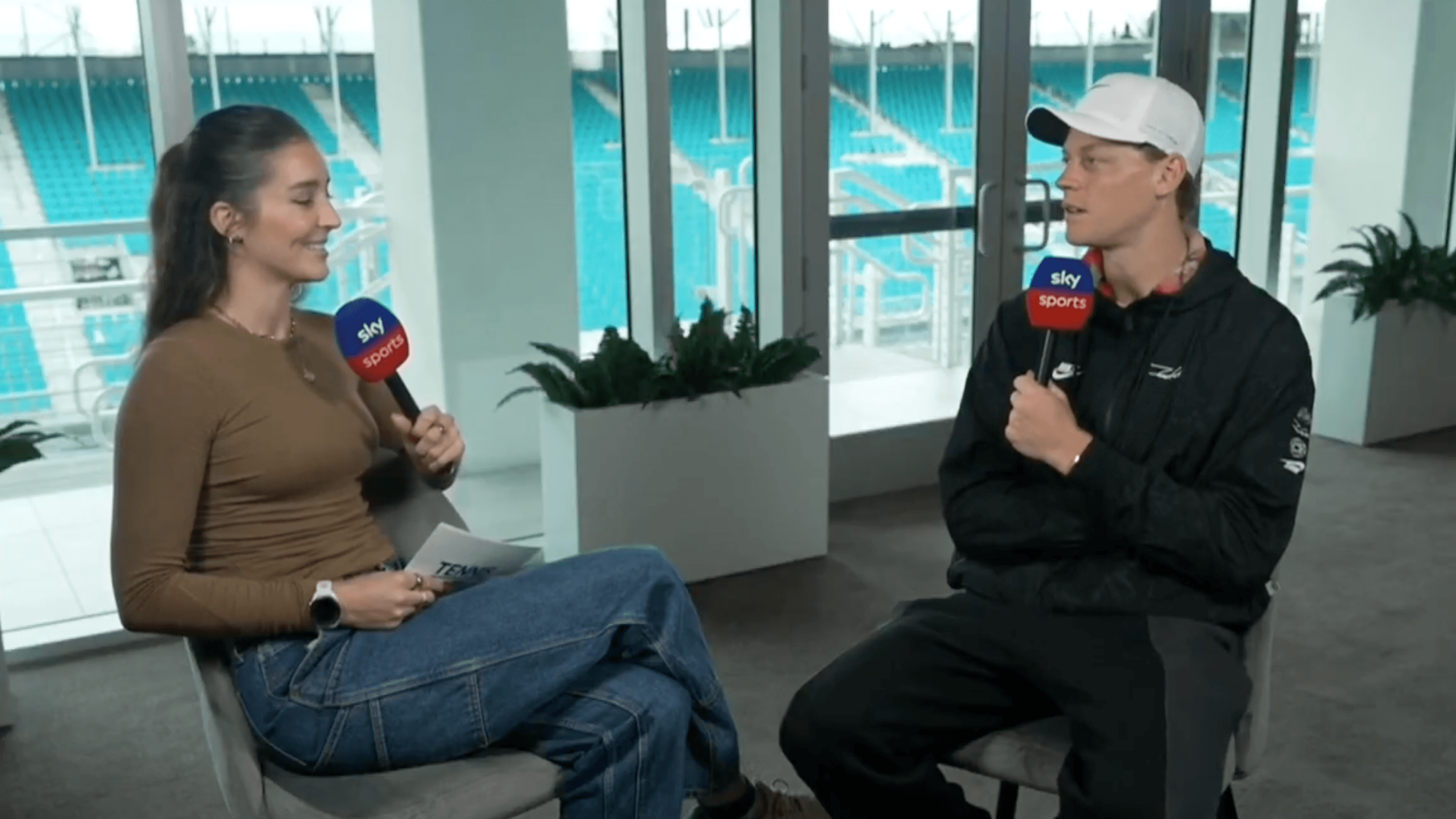 Jannik Sinner au micro de Sky Sport