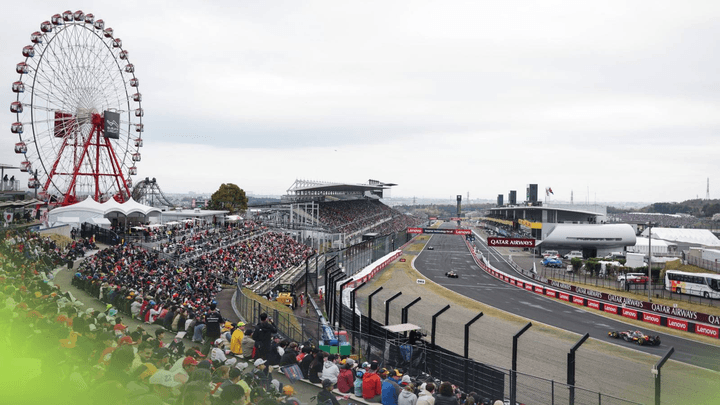 Vue du circuit de Suzuka avec grande roue et infrastructures du Grand Prix du Japon de Formule 1