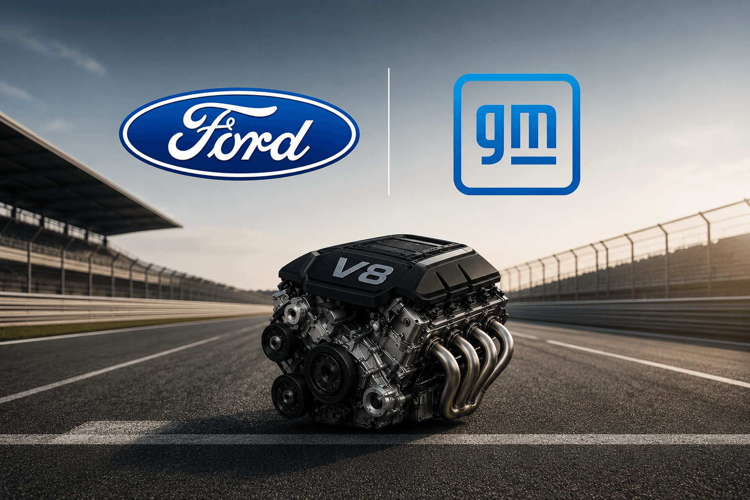 Moteur V8 Ford et General Motors sur circuit de course automobile